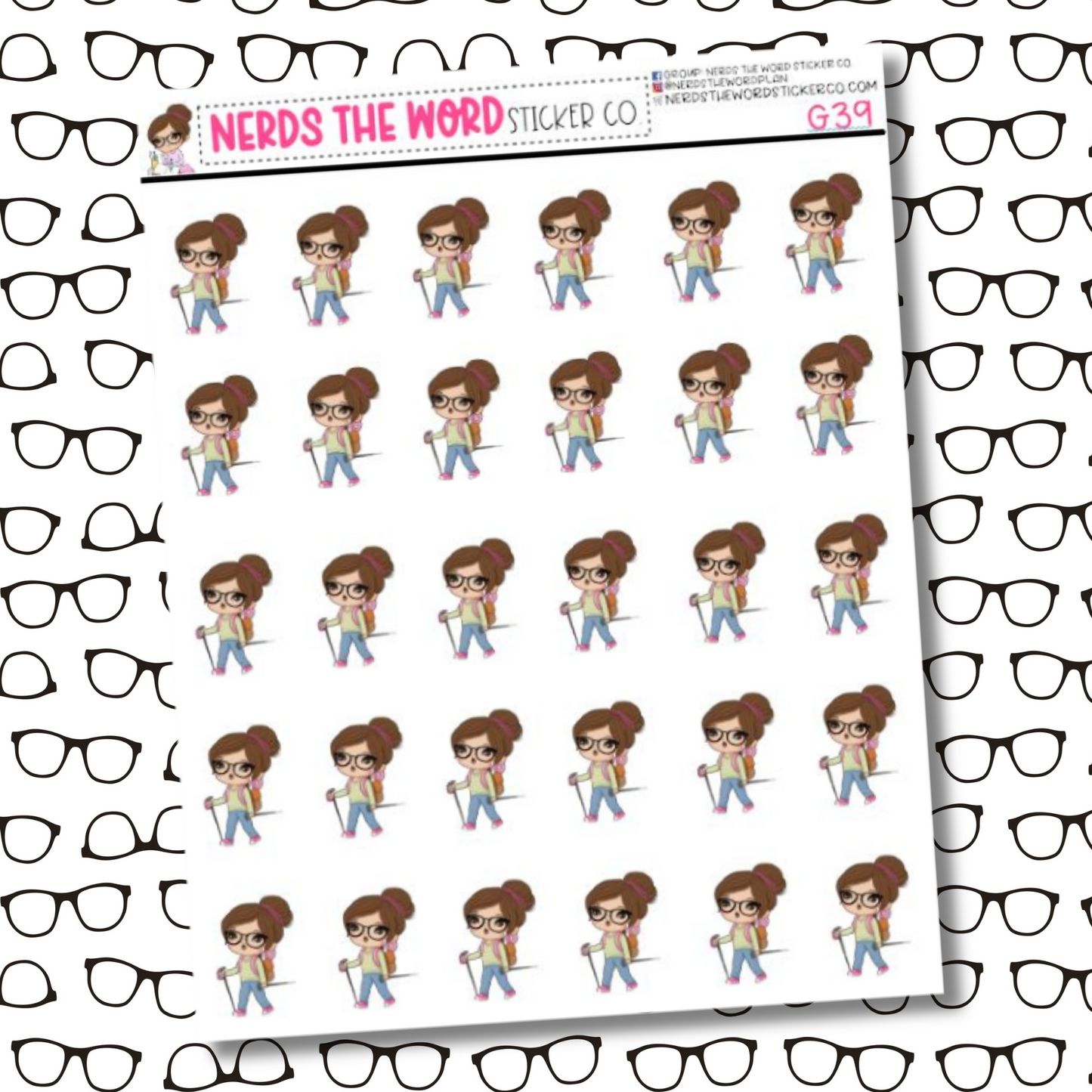 Nora Hiking Character Sticker Sheet