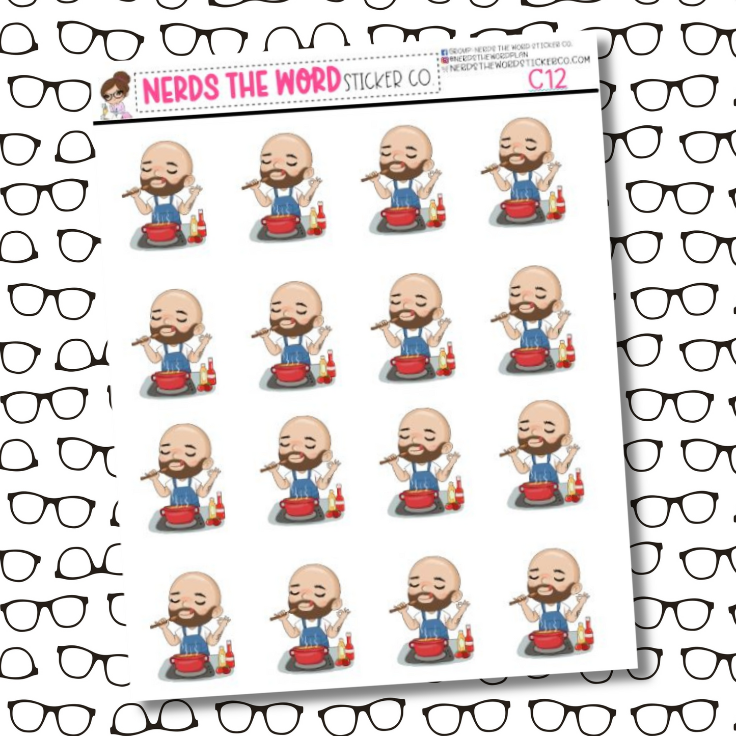 Chris Cooking Character Sticker Sheet