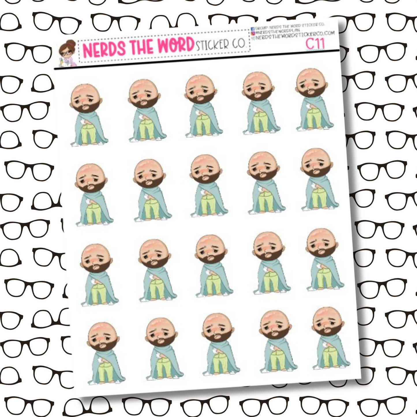 Chris Sick Character Sticker Sheet