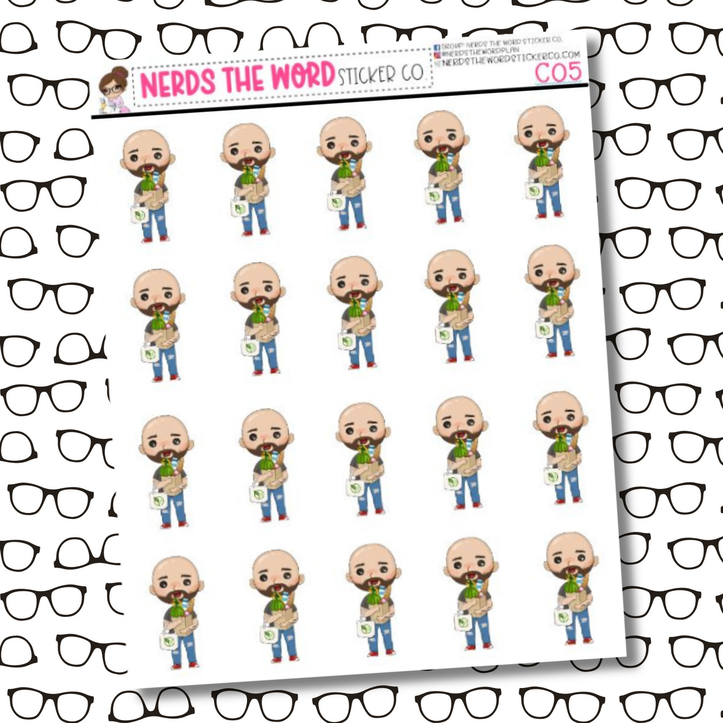 Chris Groceries Character Sticker Sheet