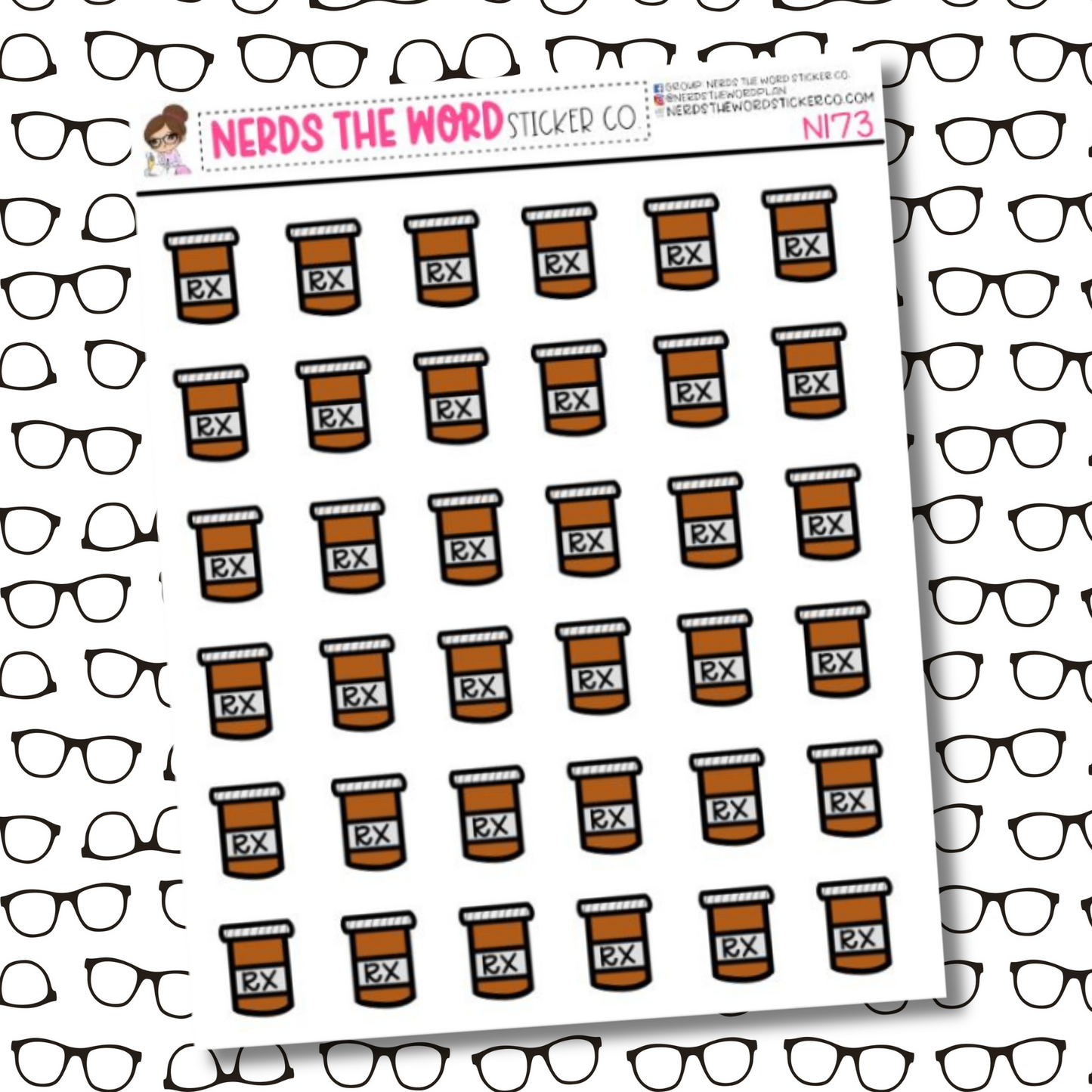 Medicine Bottle Icon Sticker Sheet