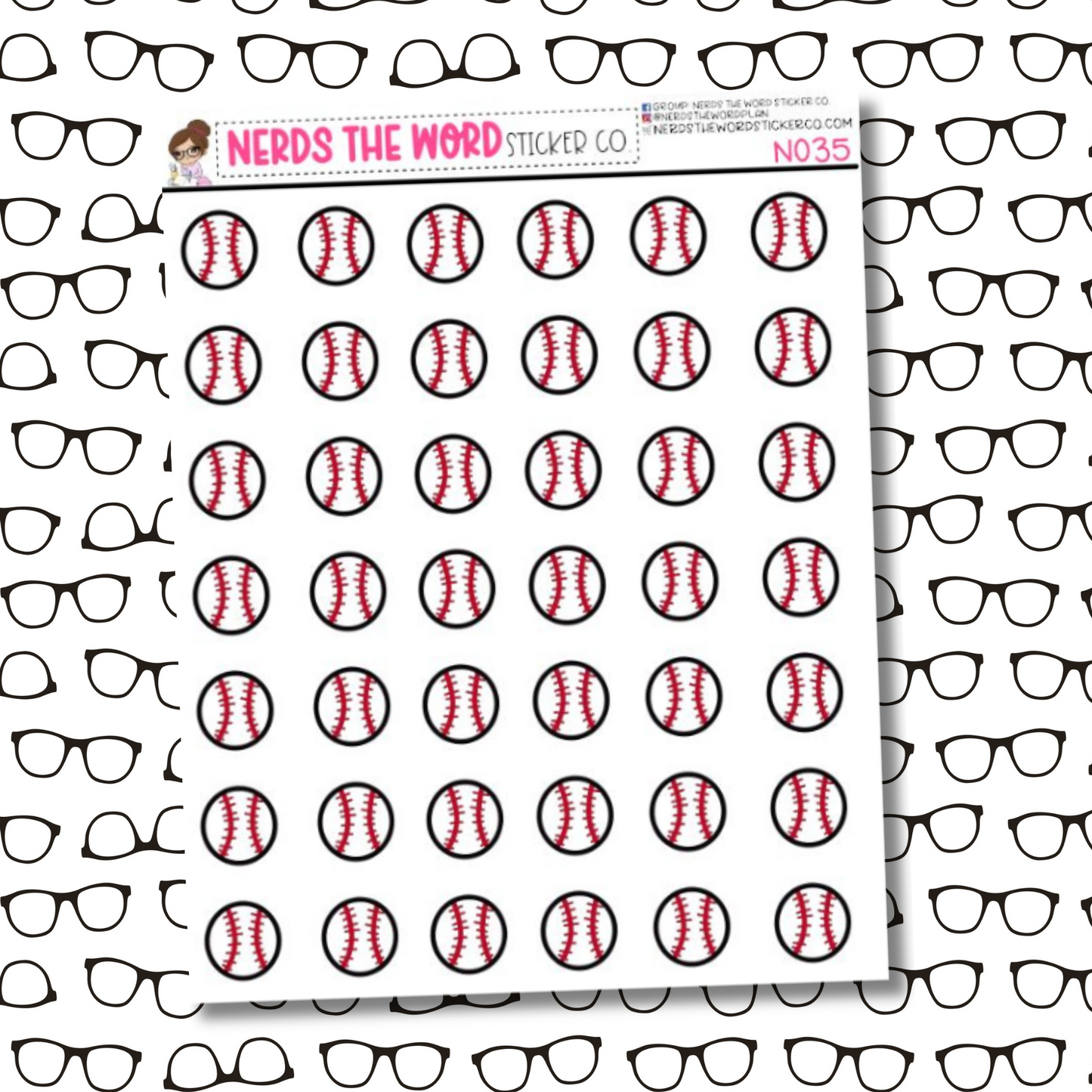 Baseball Icon Sticker Sheet