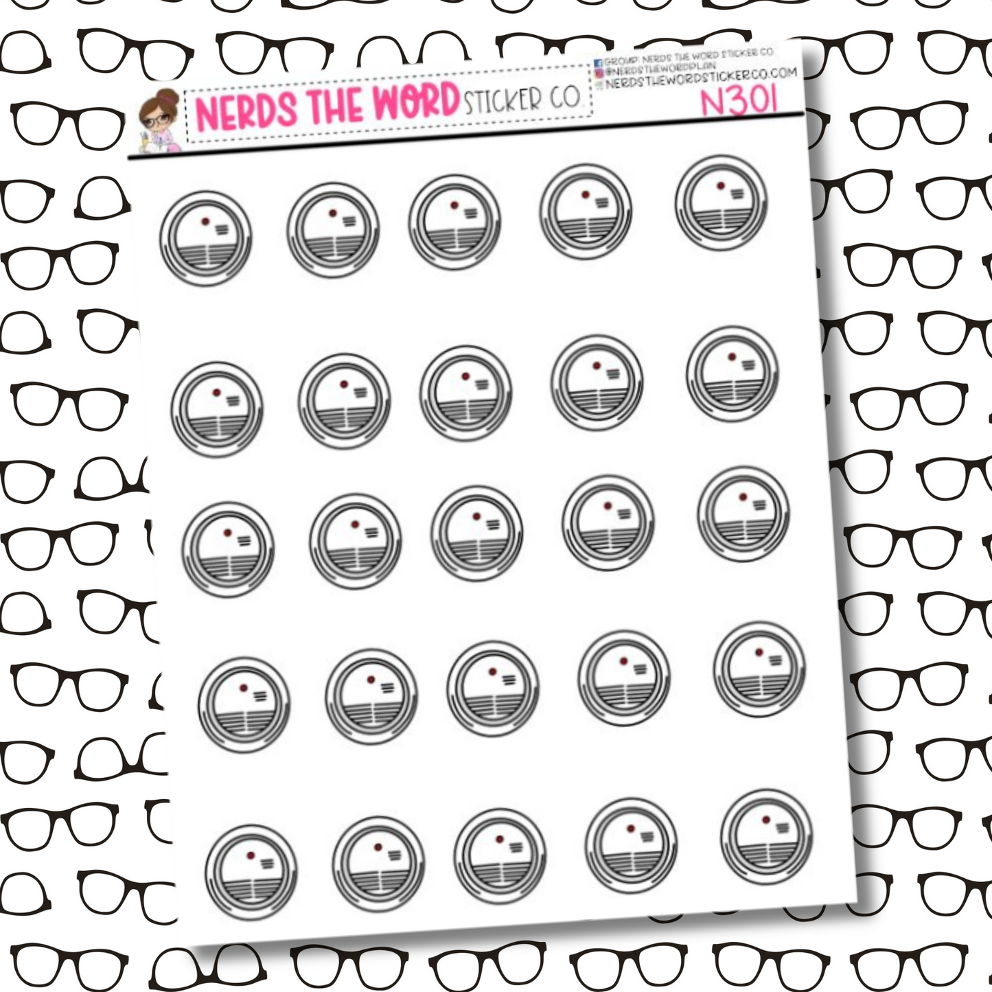 Smoke Detector Icon Sticker Sheet