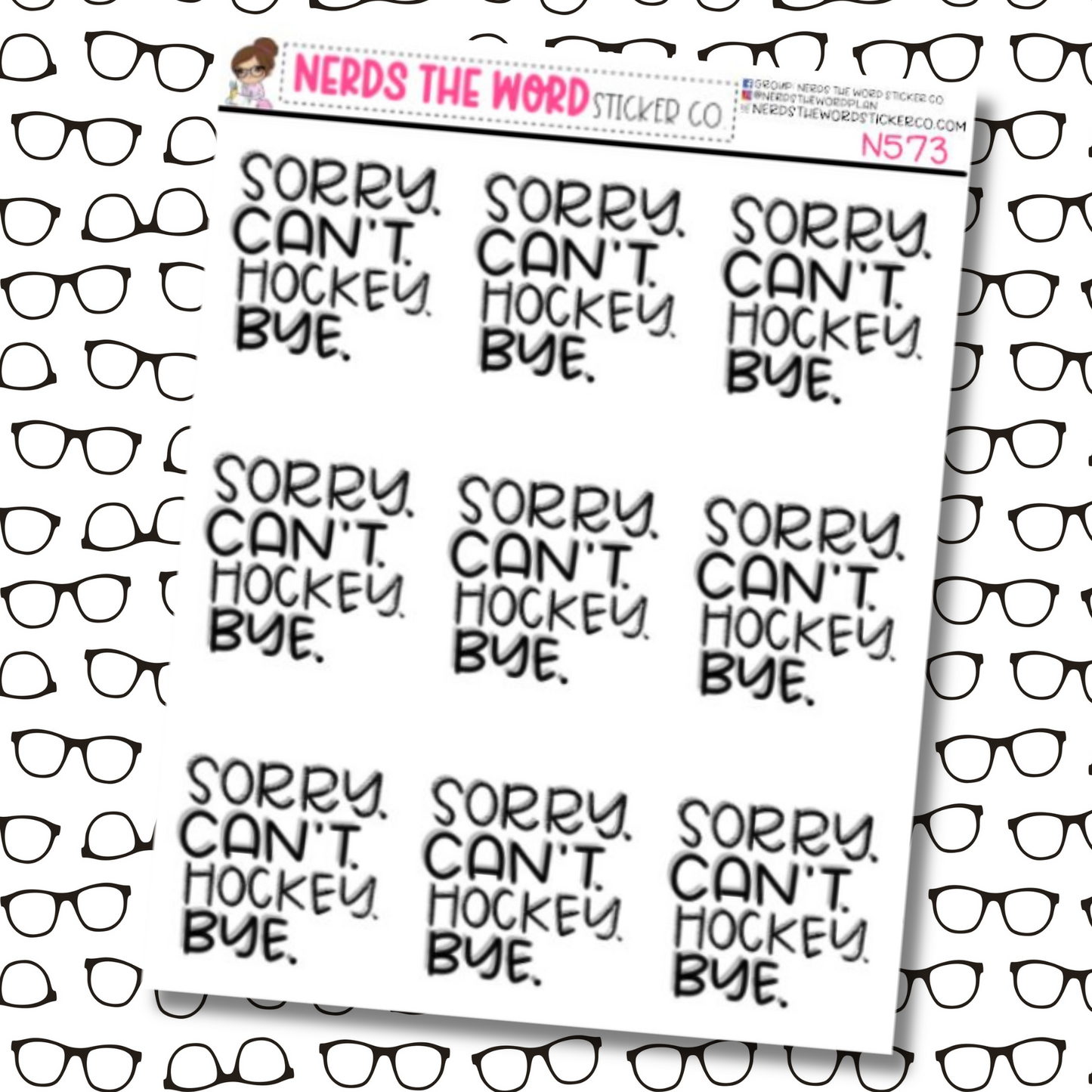 Sorry, Can't Hockey Planner Stickers