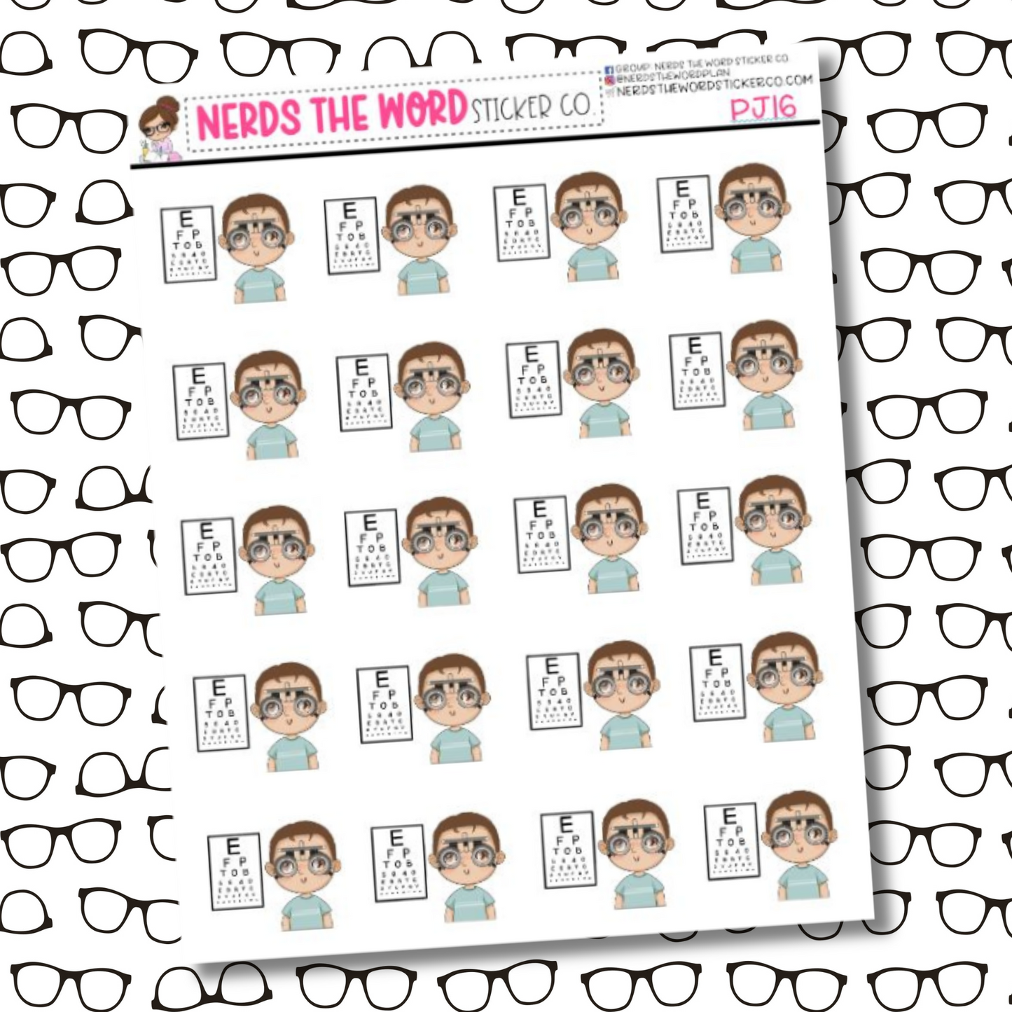 Eye Doctor PJ Character Sticker Sheet