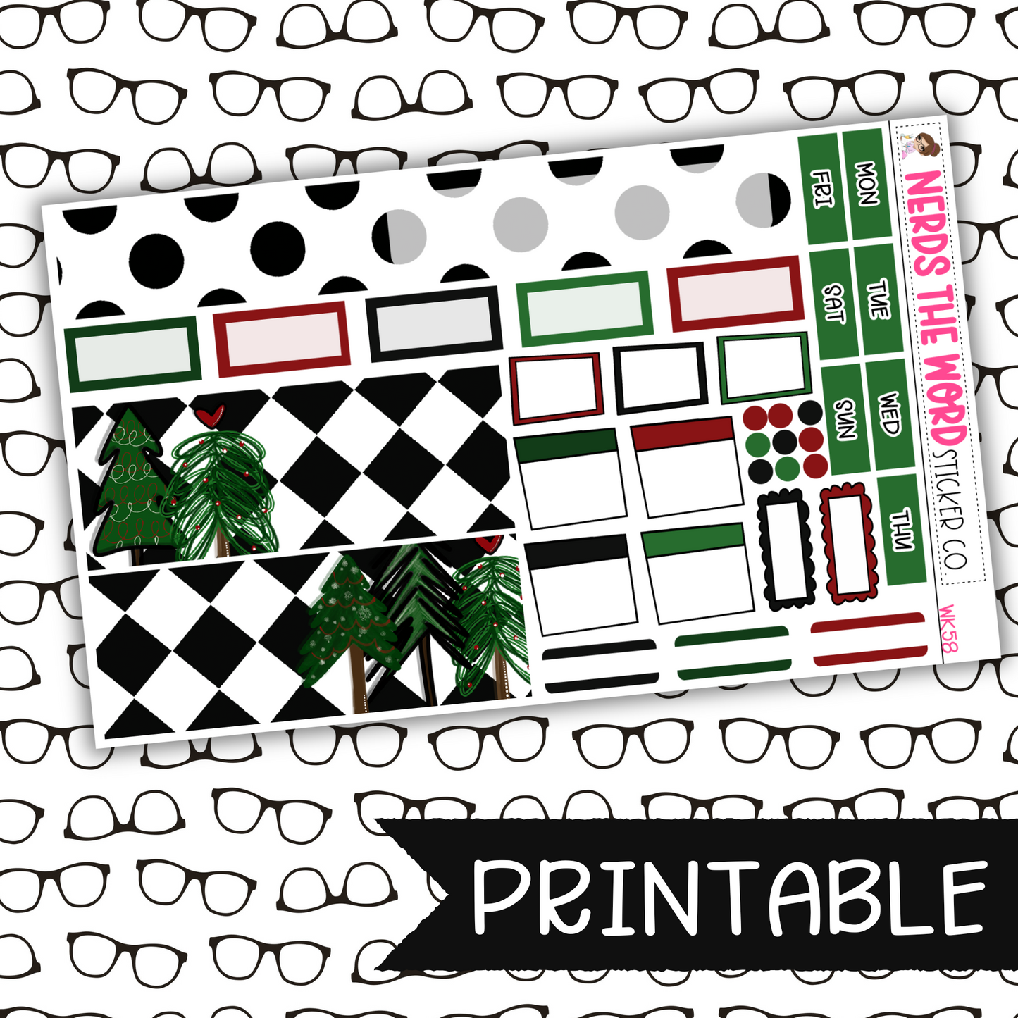 PRINTABLE - O Christmas Tree Monthly, Weekly and or Journaling Sticker Kit