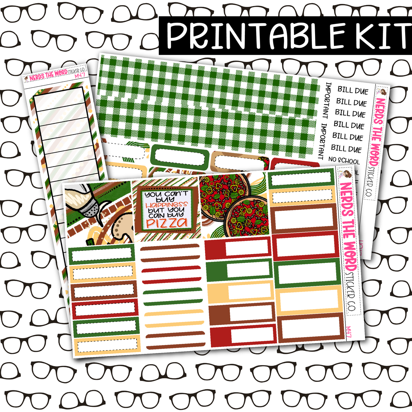 PRINTABLE Pizza Party Monthly Kit - Choose your Size