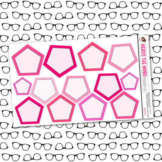 Pink Pentagon Functional Box Sticker Sheet