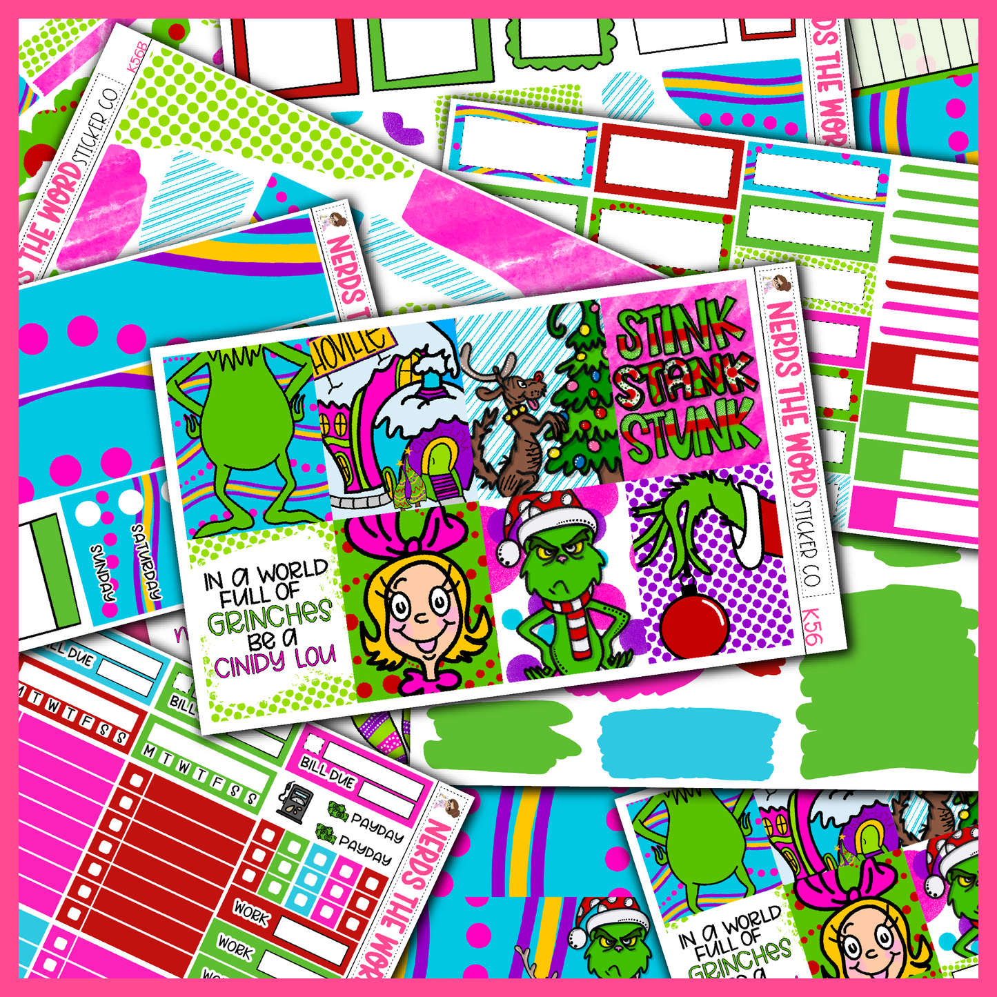 You're a Mean One Monthly, Weekly and or Journaling Sticker Kit