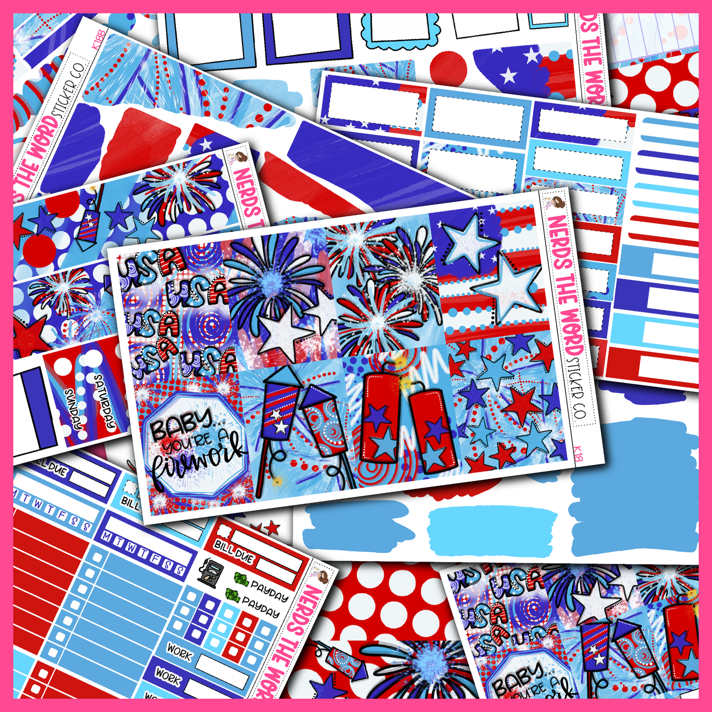Firework Monthly, Weekly and or Journaling Sticker Kit