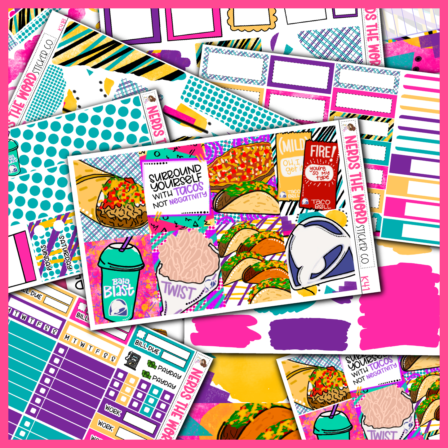 Tacos Monthly, Weekly and or Journaling Sticker Kit