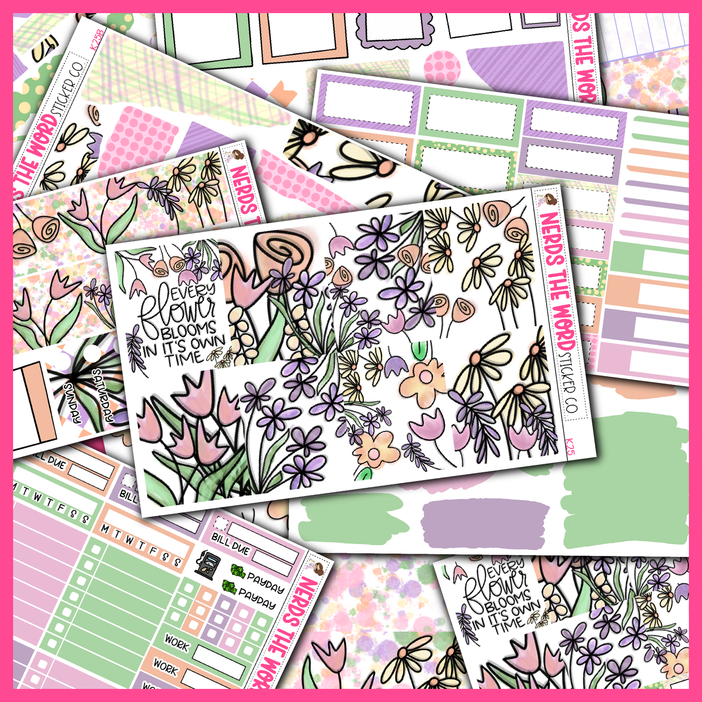 Watercolor Floweres Monthly, Weekly and or Journaling Sticker Kit