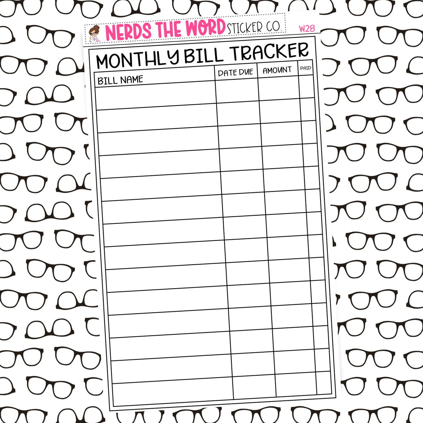 FULL SHEET Bill Tracking Sticker Sheet