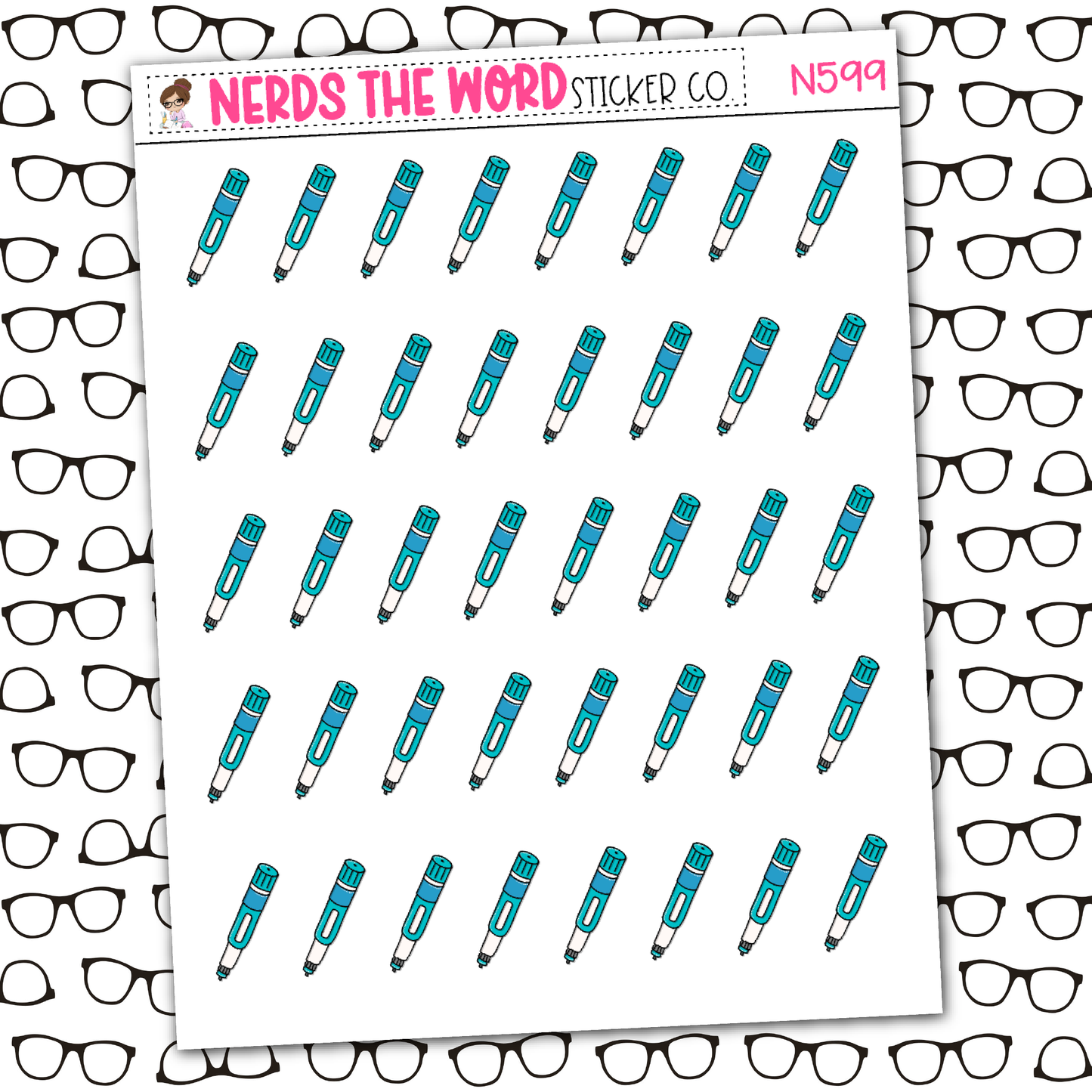 Insulin Pen Icon Sticker Sheet