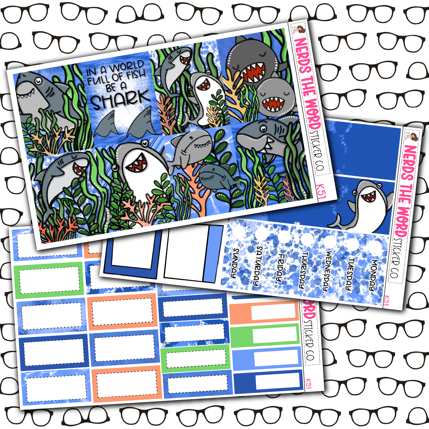 Be A Shark Monthly, Weekly and or Journaling Sticker Kit