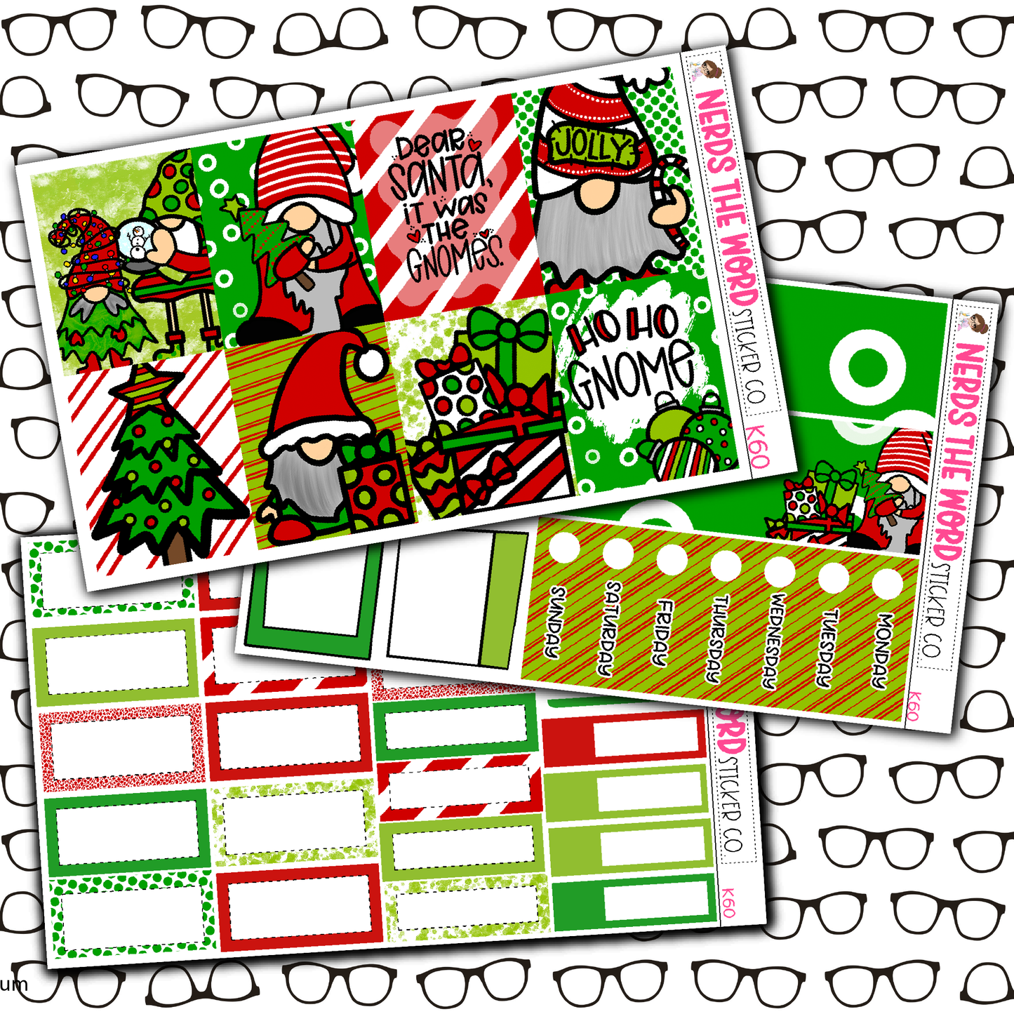 HoHo Gnome Monthly, Weekly and or Journaling Sticker Kit
