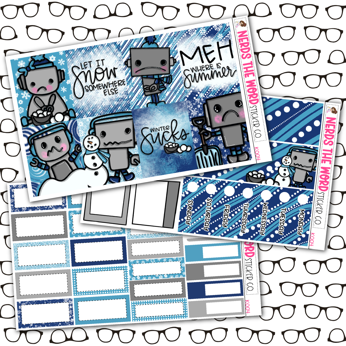 Winter Bots Monthly, Weekly and or Journaling Sticker Kit