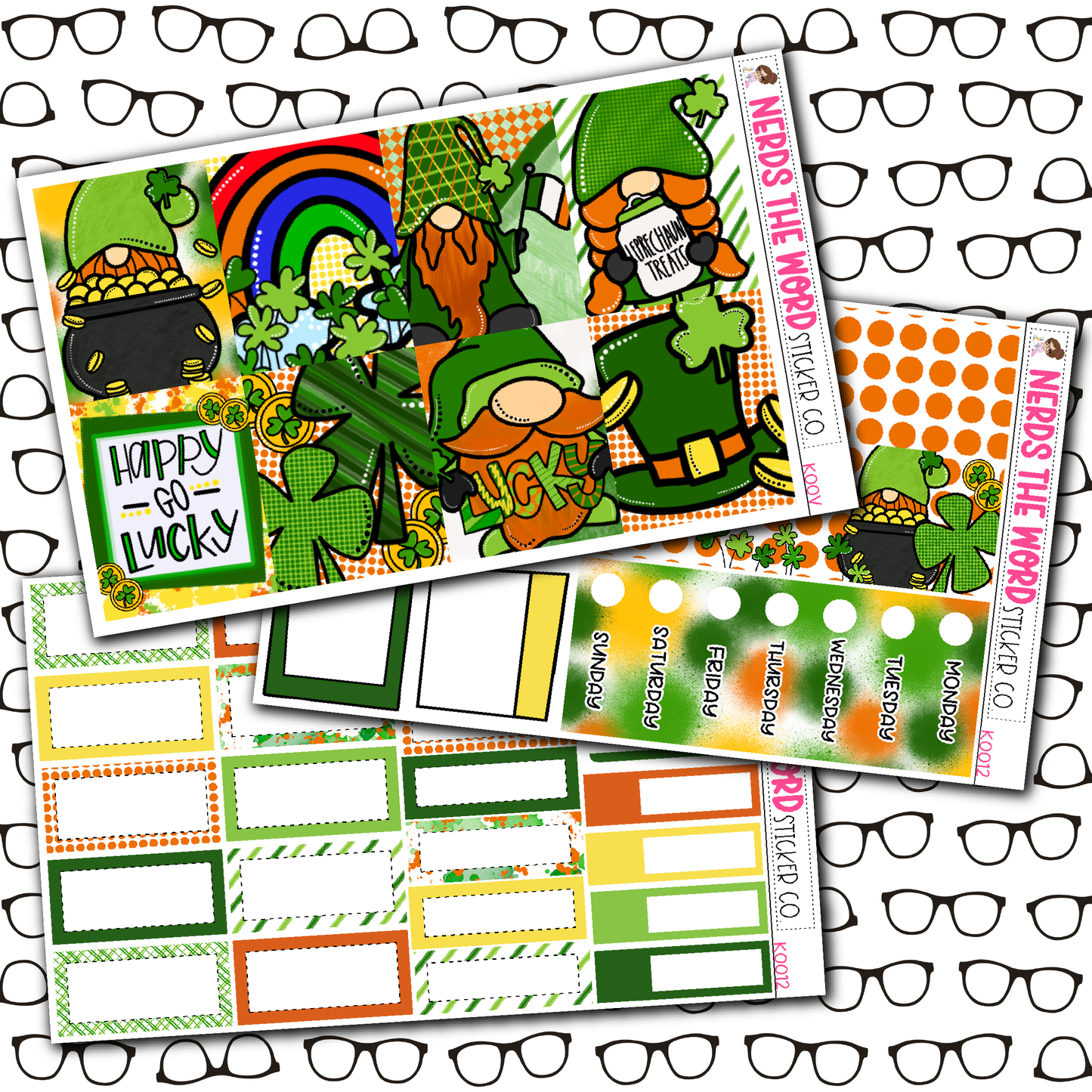 Lucky Gnomes Monthly, Weekly and or Journaling Sticker Kit