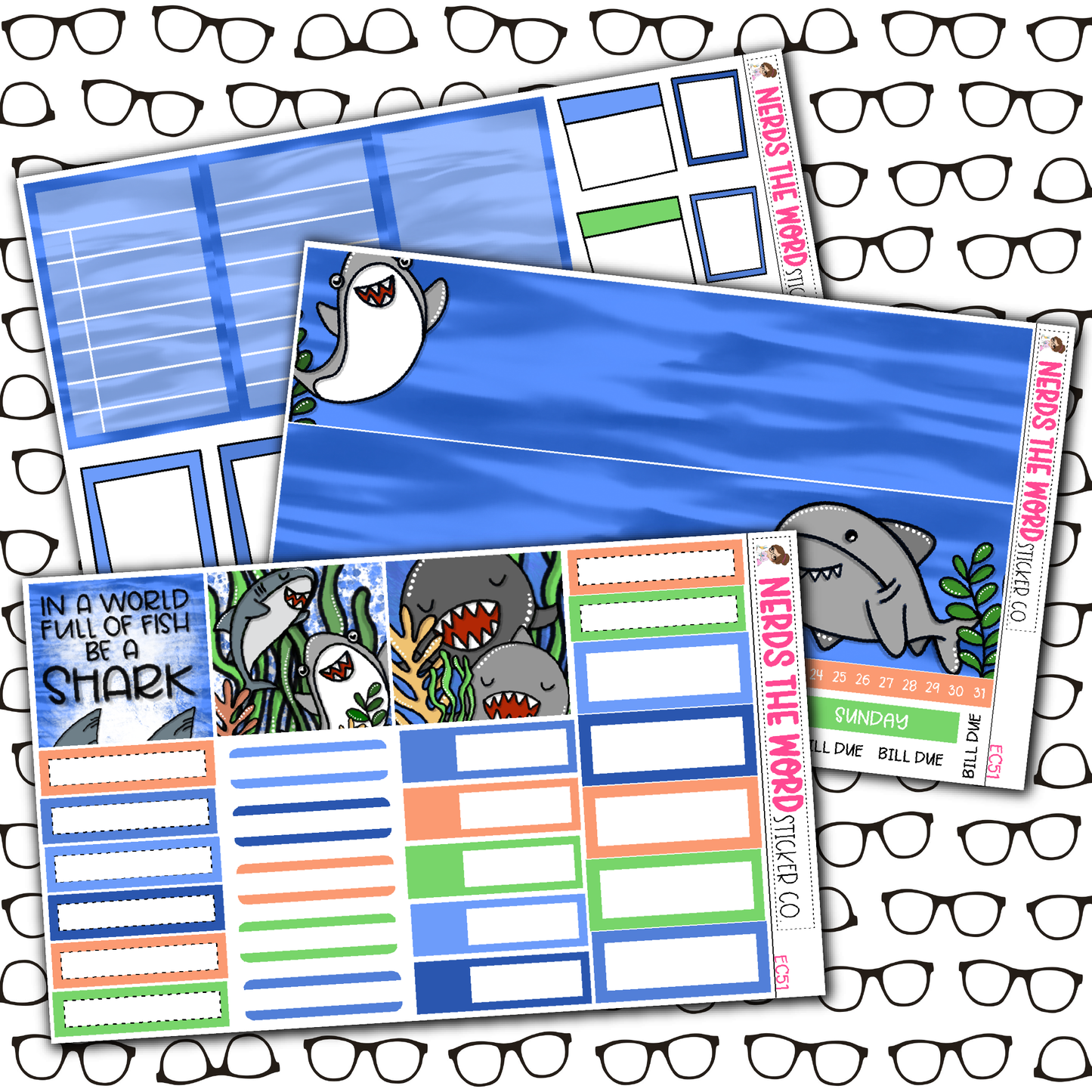 Be A Shark Monthly, Weekly and or Journaling Sticker Kit