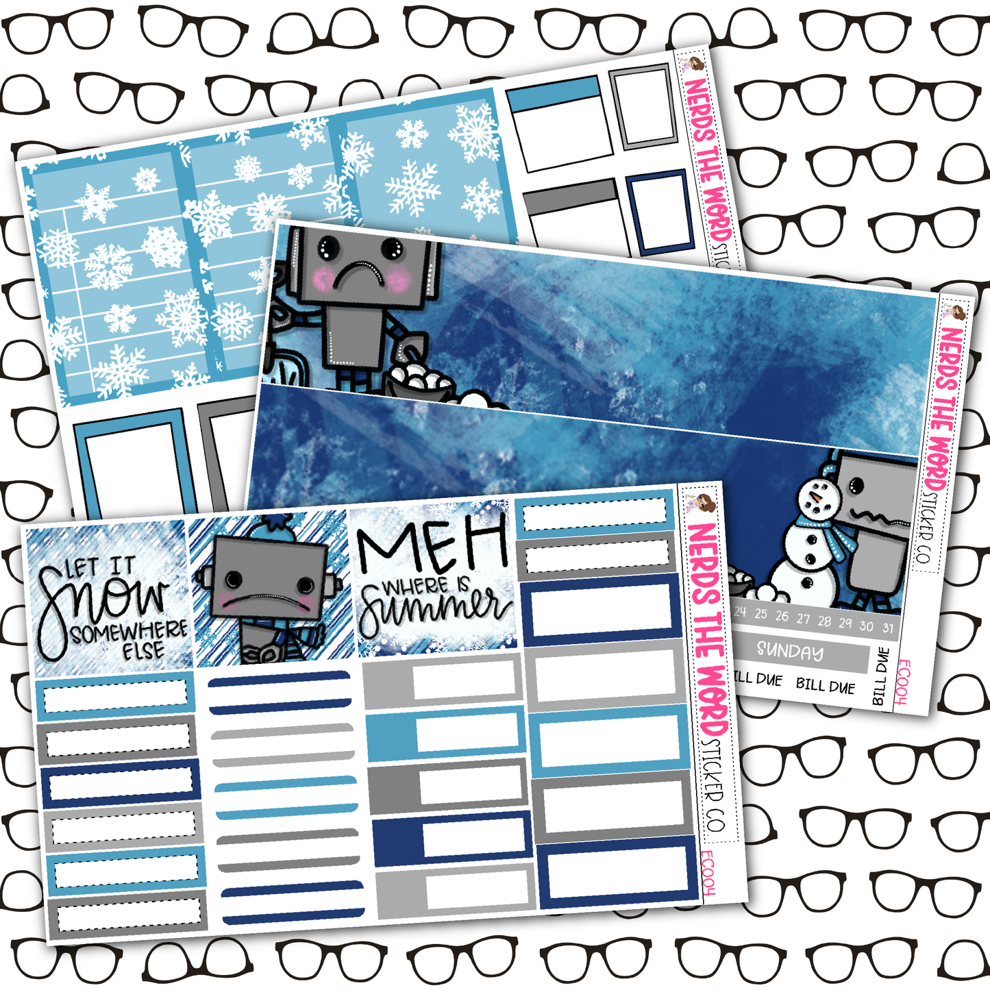 Winter Bots Monthly, Weekly and or Journaling Sticker Kit