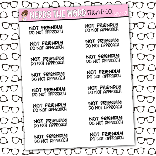 Not Friendly Sticker Sheet