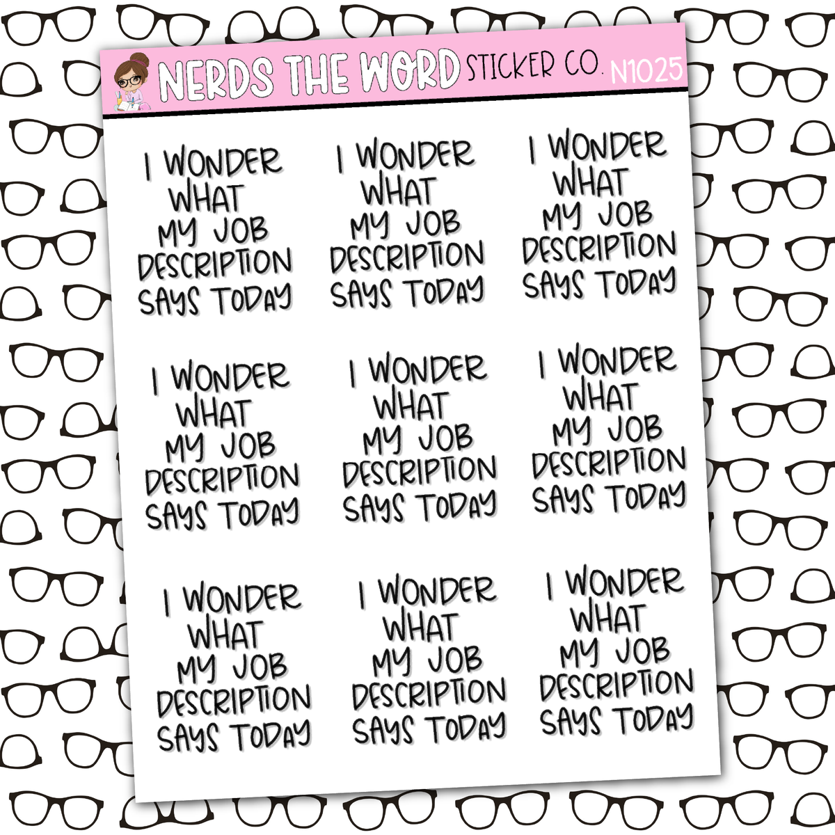 Job Description Sticker Sheet
