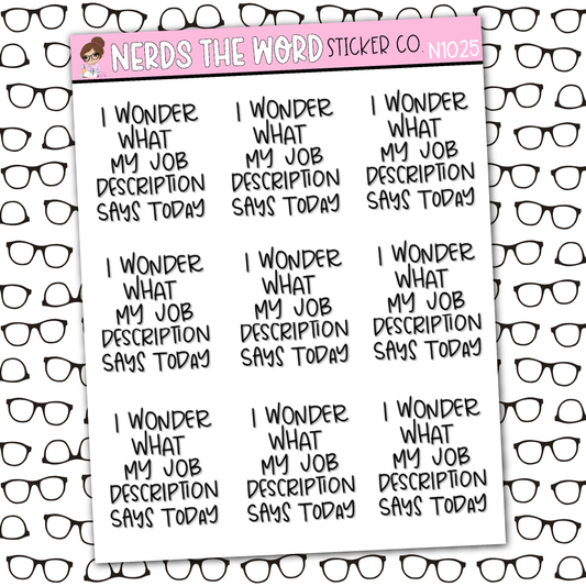 Job Description Sticker Sheet