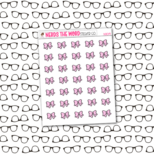 Pink Bow Icon Sticker Sheet