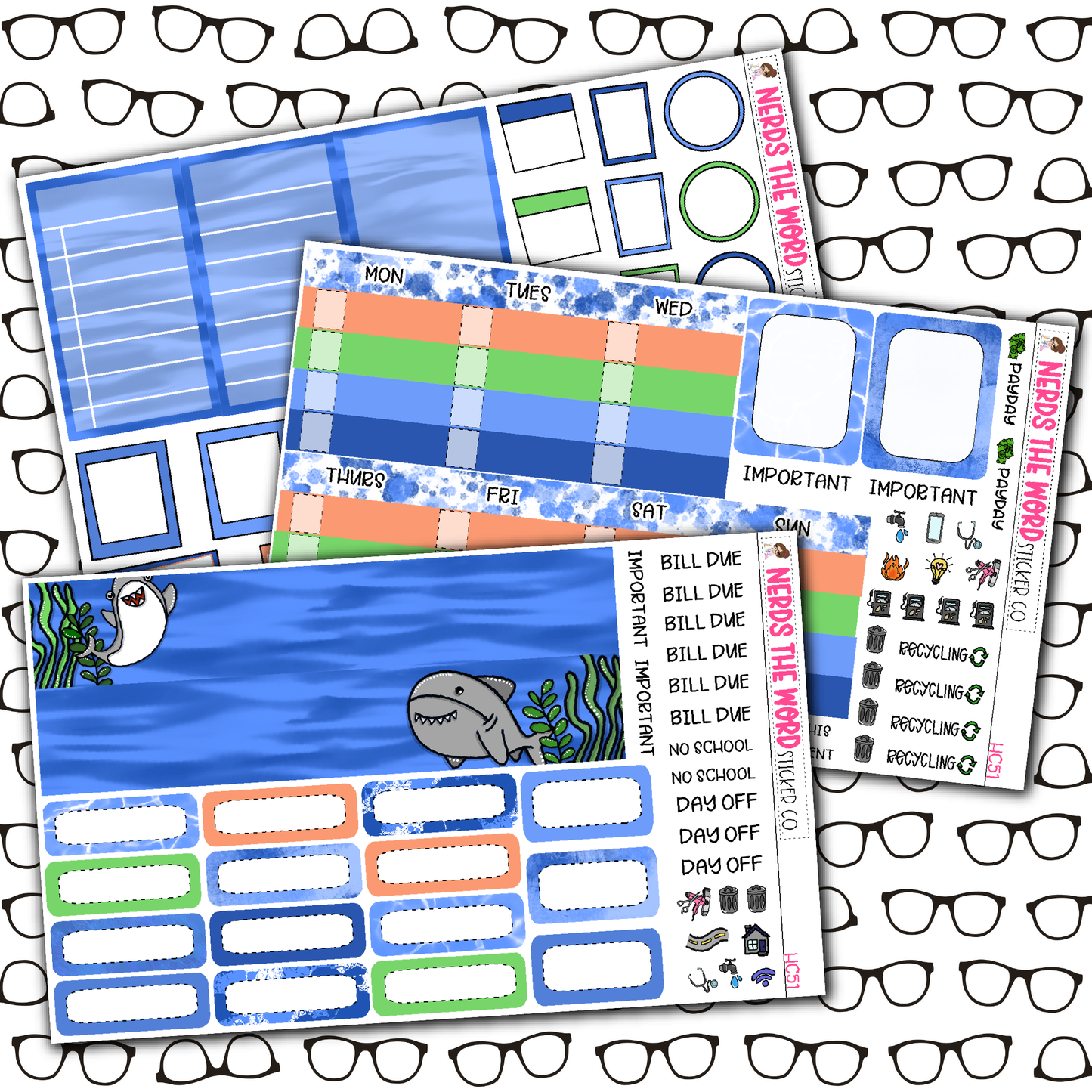 Be A Shark Monthly, Weekly and or Journaling Sticker Kit
