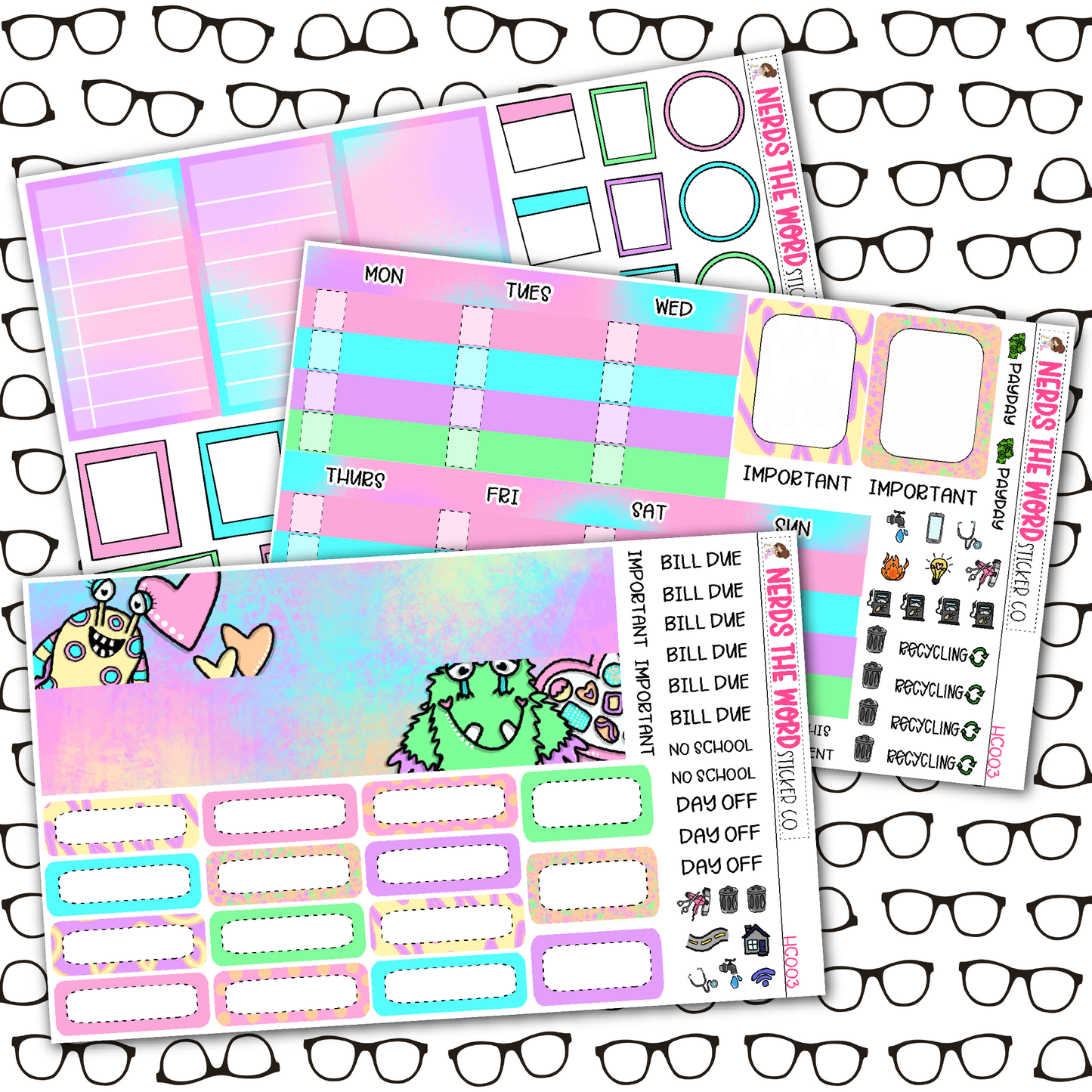 Monster Love Monthly, Weekly and or Journaling Sticker Kit