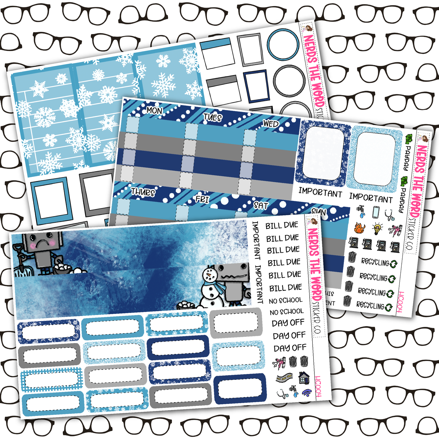 Winter Bots Monthly, Weekly and or Journaling Sticker Kit