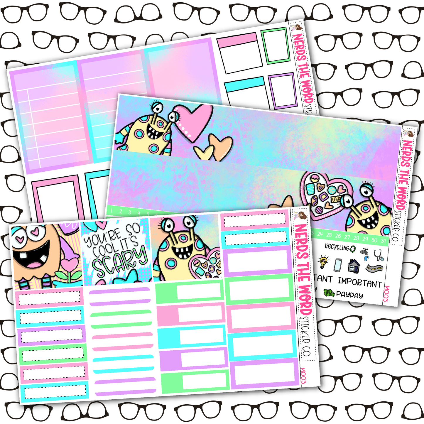 Monster Love Monthly, Weekly and or Journaling Sticker Kit