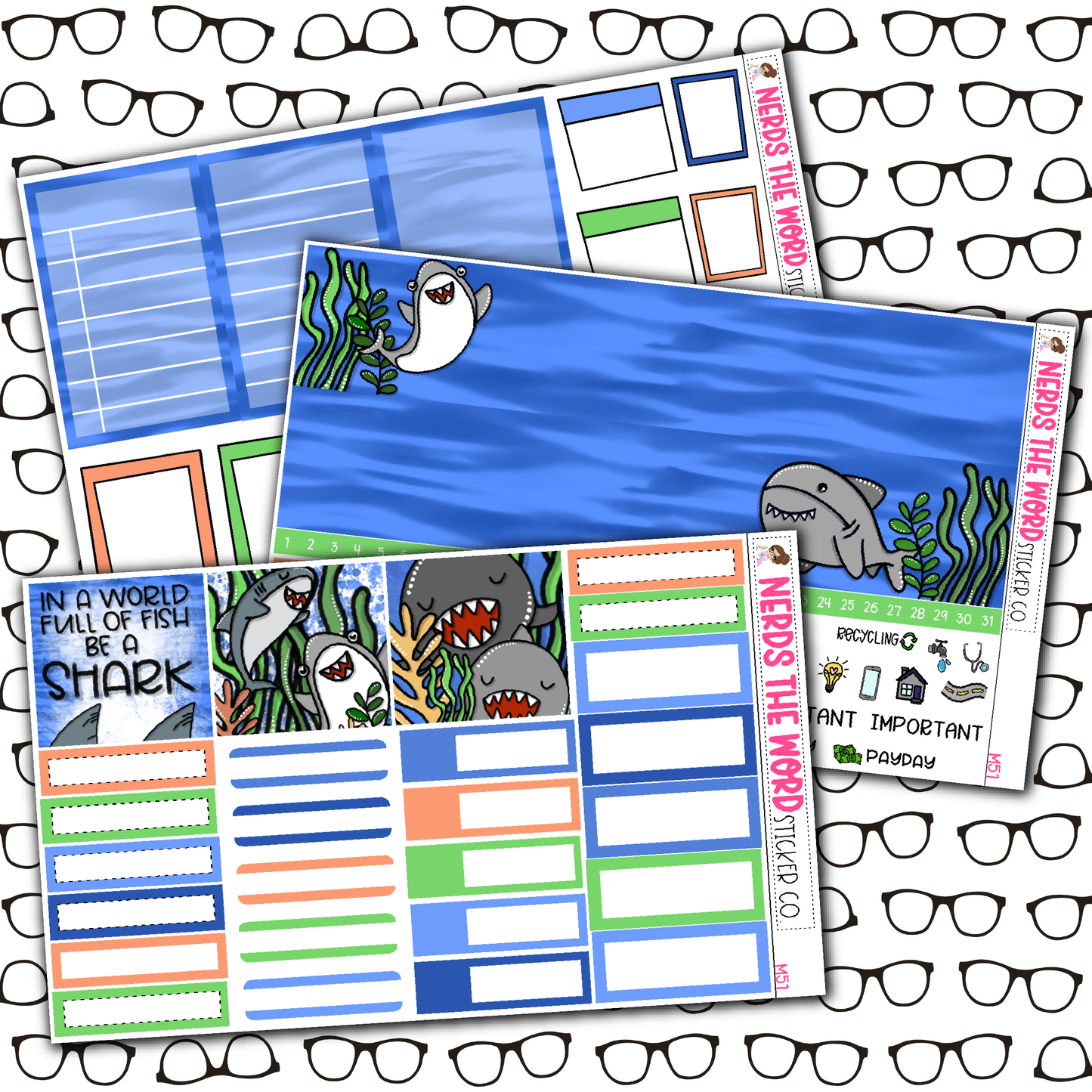 Be A Shark Monthly, Weekly and or Journaling Sticker Kit