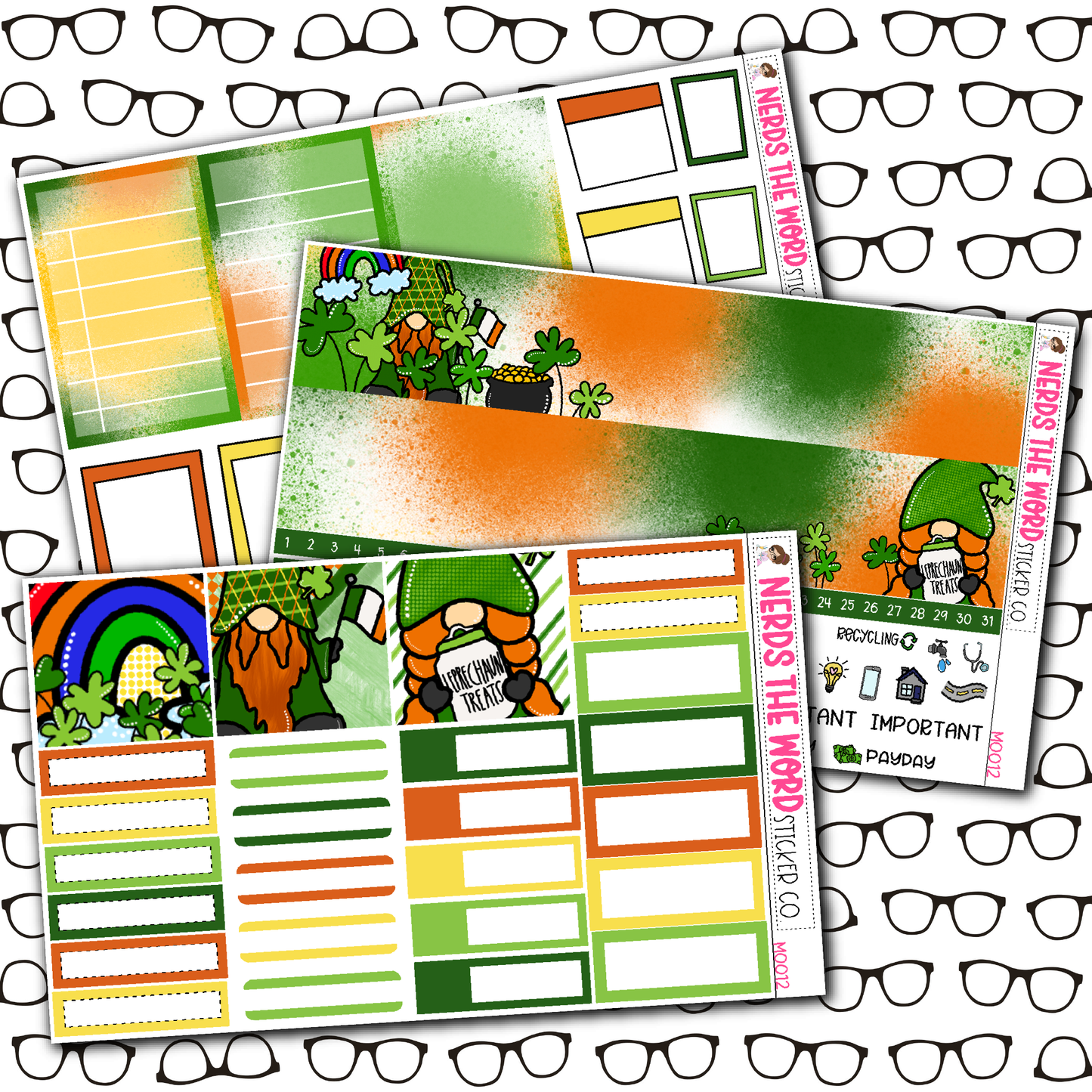 Lucky Gnomes Monthly, Weekly and or Journaling Sticker Kit