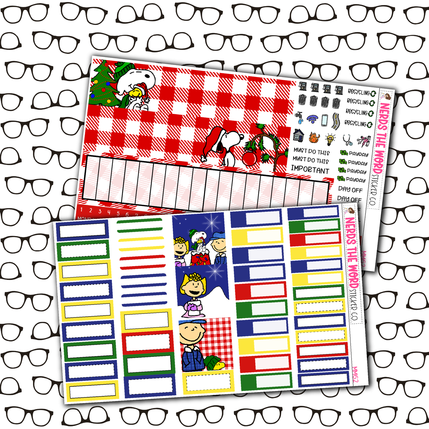 Dog Christmas Monthly, Weekly and or Journaling Sticker Kit