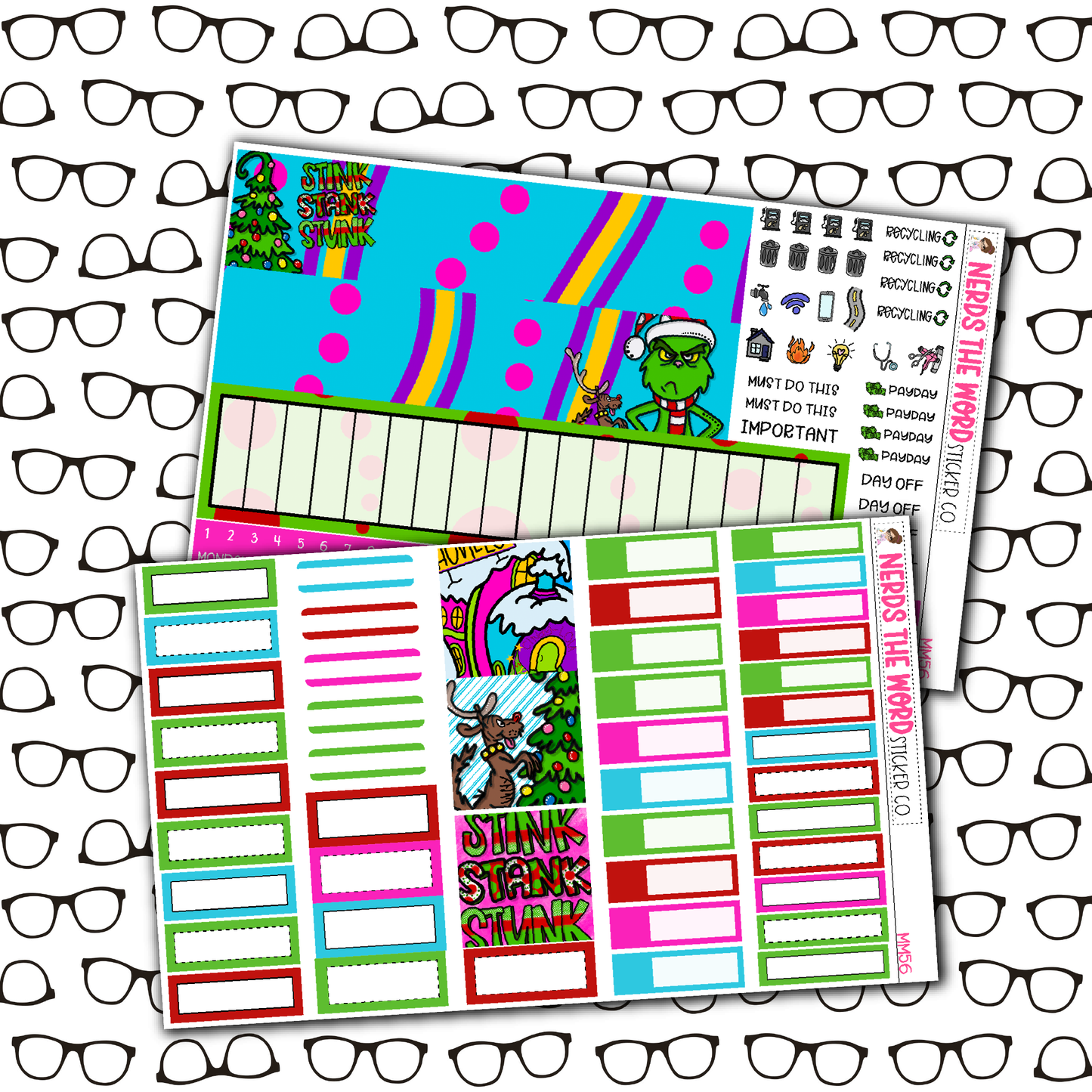 You're a Mean One Monthly, Weekly and or Journaling Sticker Kit