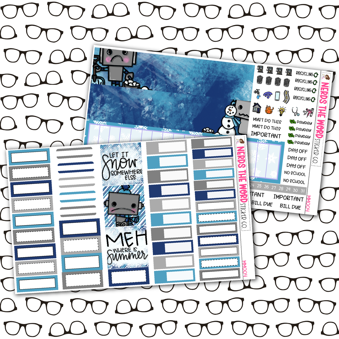 Winter Bots Monthly, Weekly and or Journaling Sticker Kit