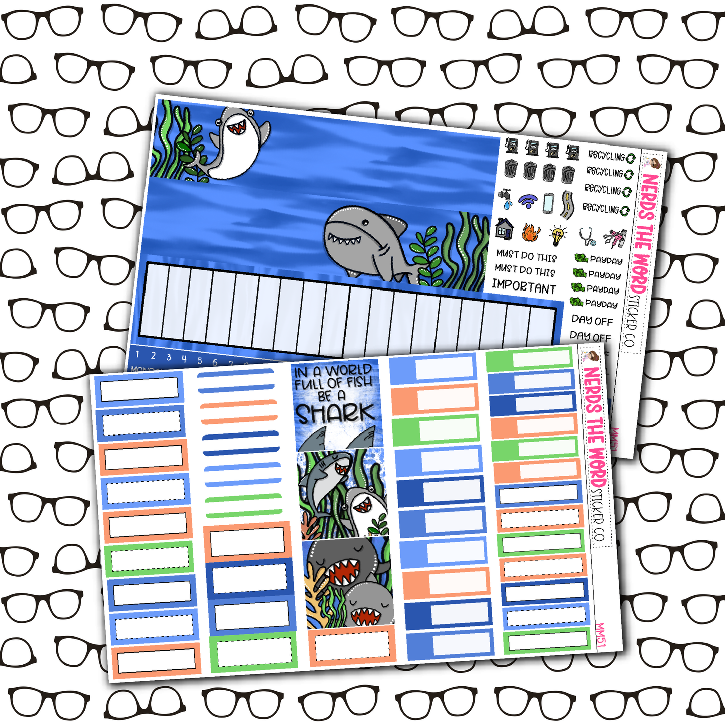 Be A Shark Monthly, Weekly and or Journaling Sticker Kit