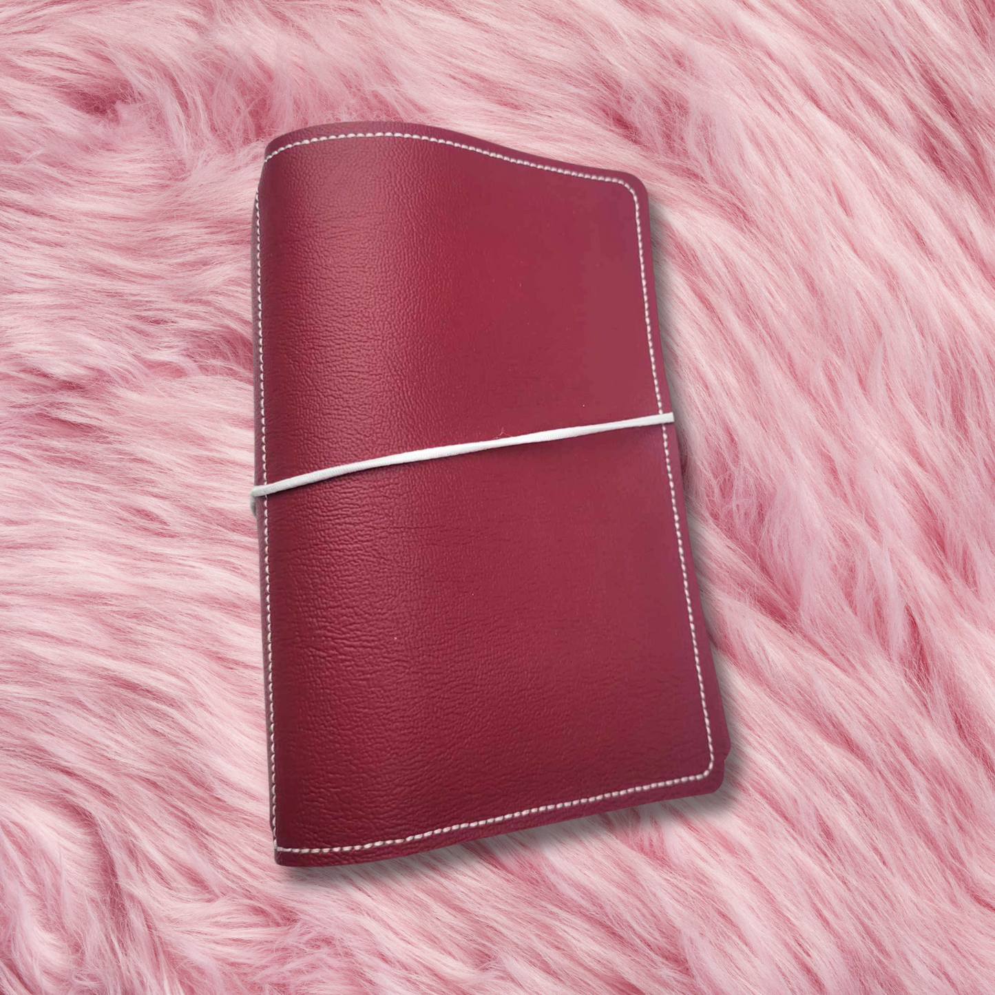 A6 Sized Handmade Traveler's Notebook - Brick Red w/ White Strings