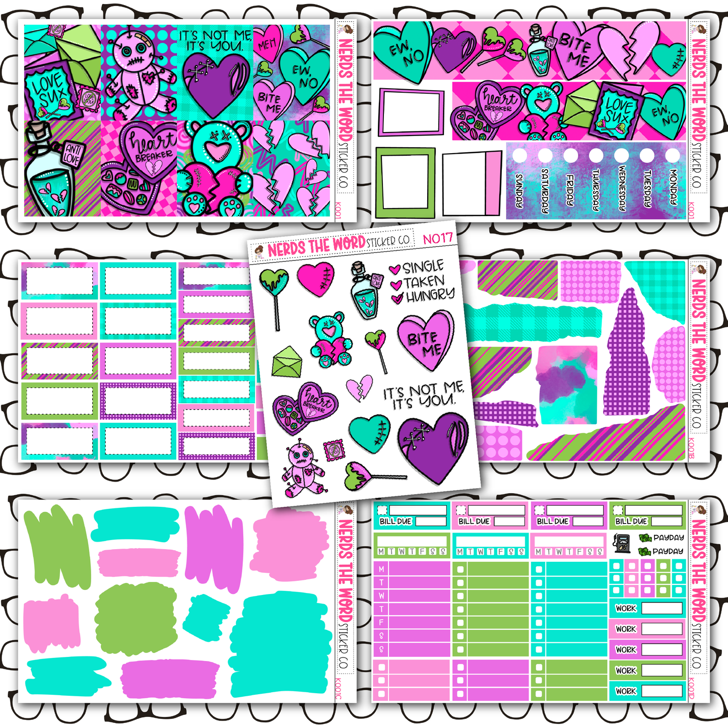 Anti-Valentine Monthly, Weekly and or Journaling Sticker Kit