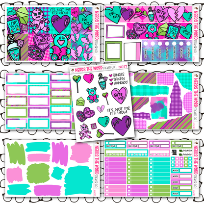 Anti-Valentine Monthly, Weekly and or Journaling Sticker Kit