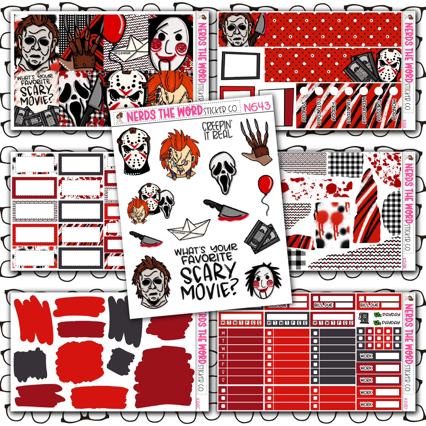 Horror Night Monthly, Weekly and or Journaling Sticker Kit