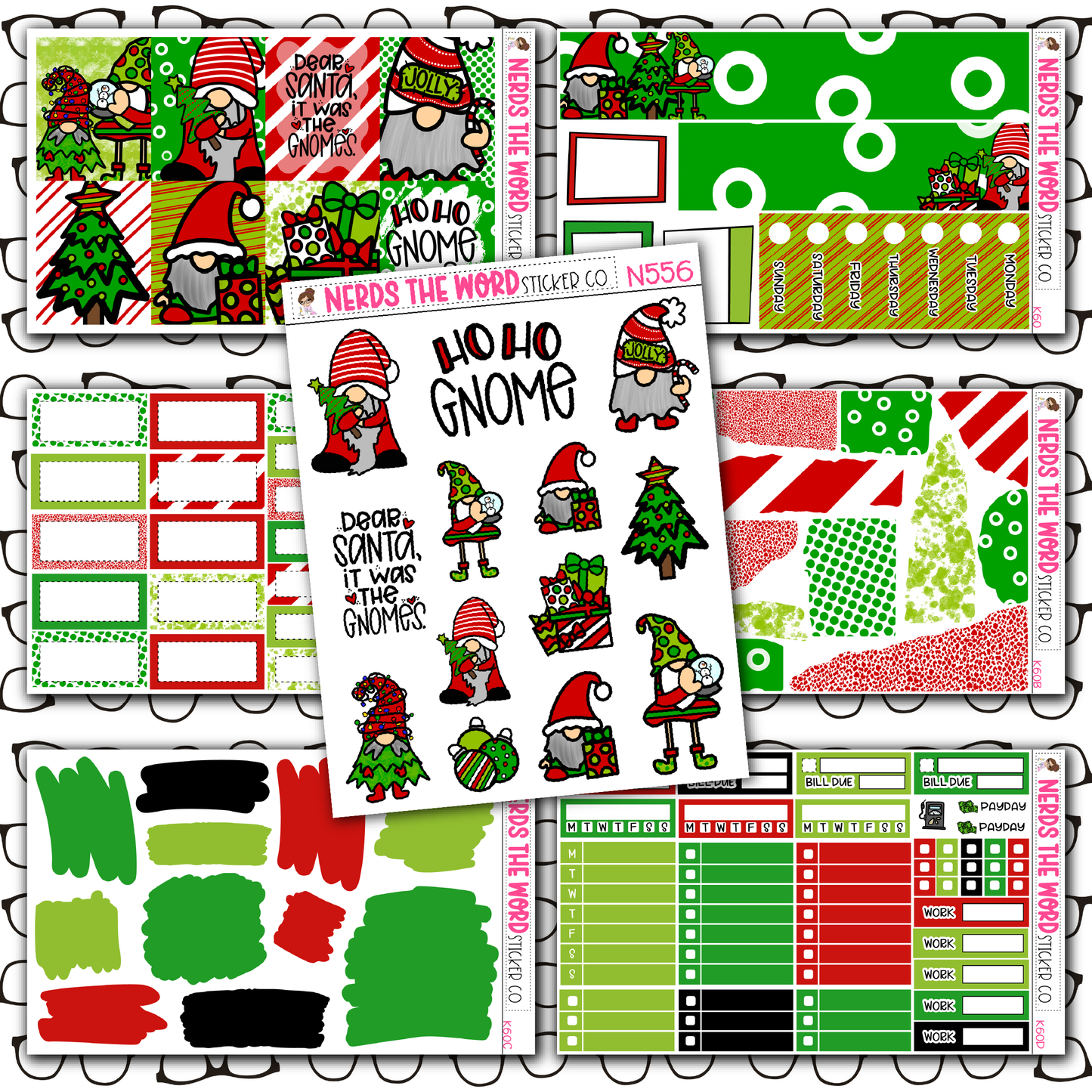 HoHo Gnome Monthly, Weekly and or Journaling Sticker Kit