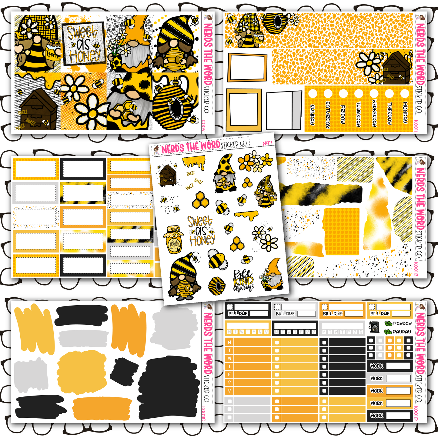 Sweet As Honey Gnomes Monthly, Weekly and or Journaling Sticker Kit