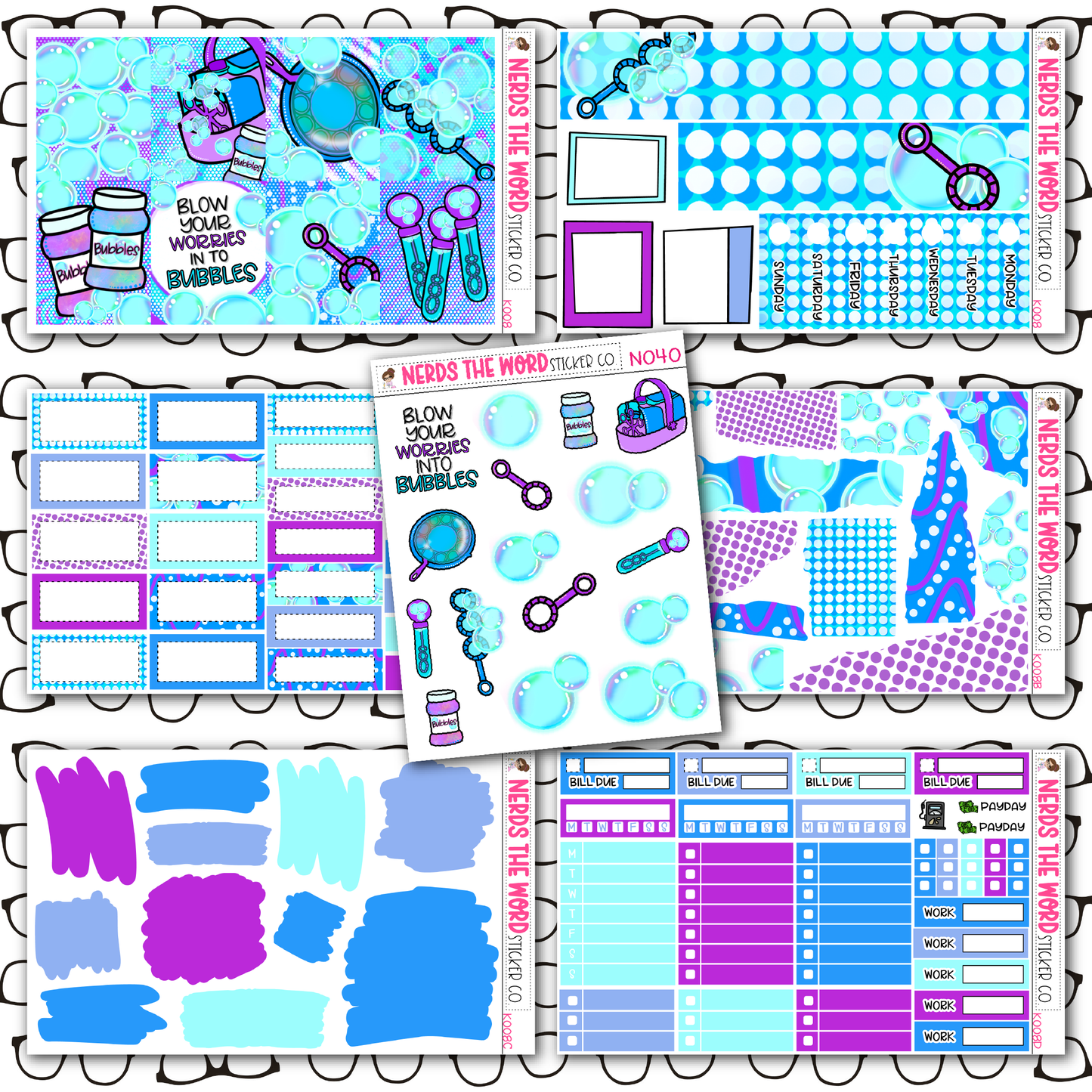 Blowing Bubbles Monthly, Weekly and or Journaling Sticker Kit