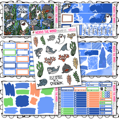 Be A Shark Monthly, Weekly and or Journaling Sticker Kit