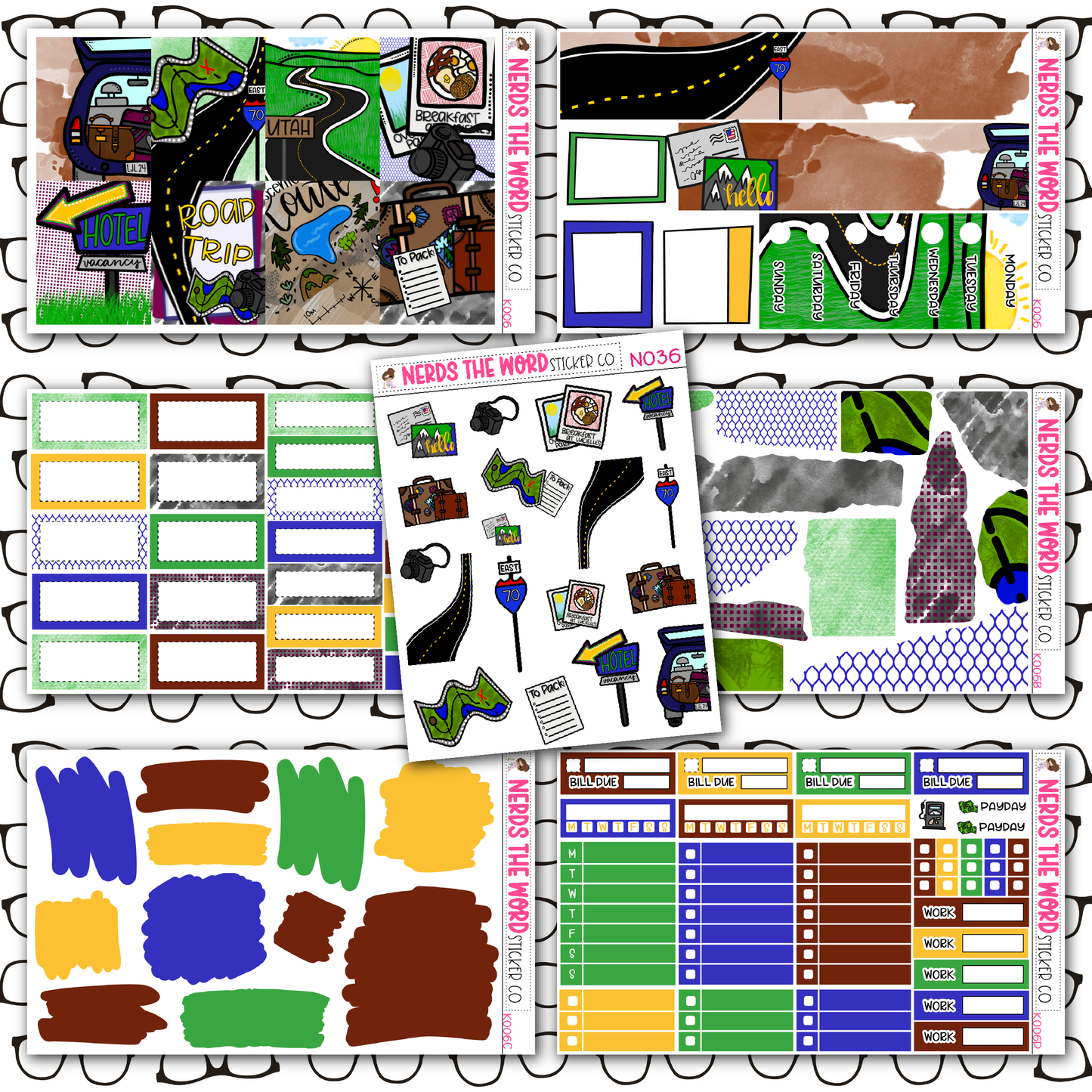 Road Trip Monthly, Weekly and or Journaling Sticker Kit