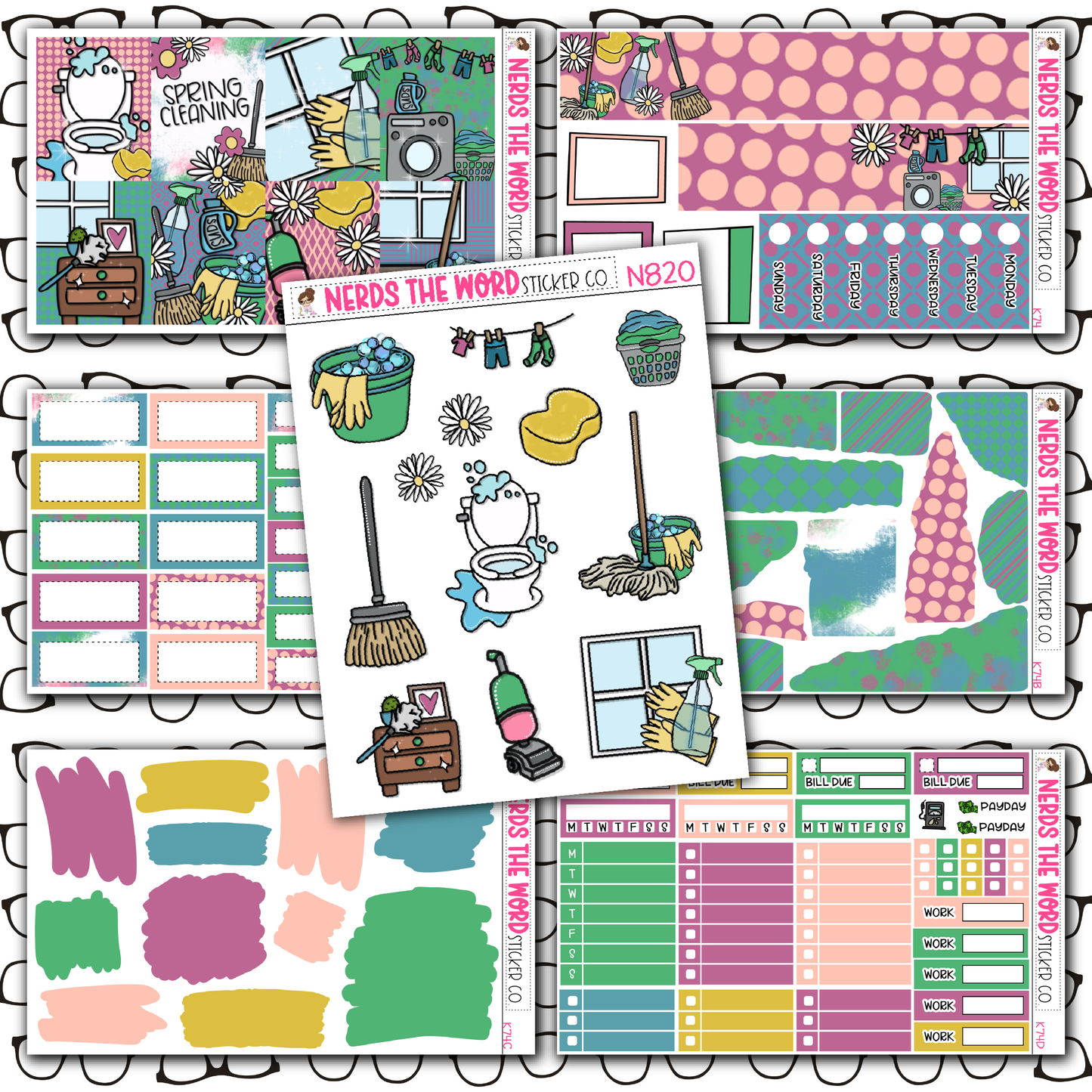 Spring Cleaning Monthly, Weekly and or Journaling Sticker Kit