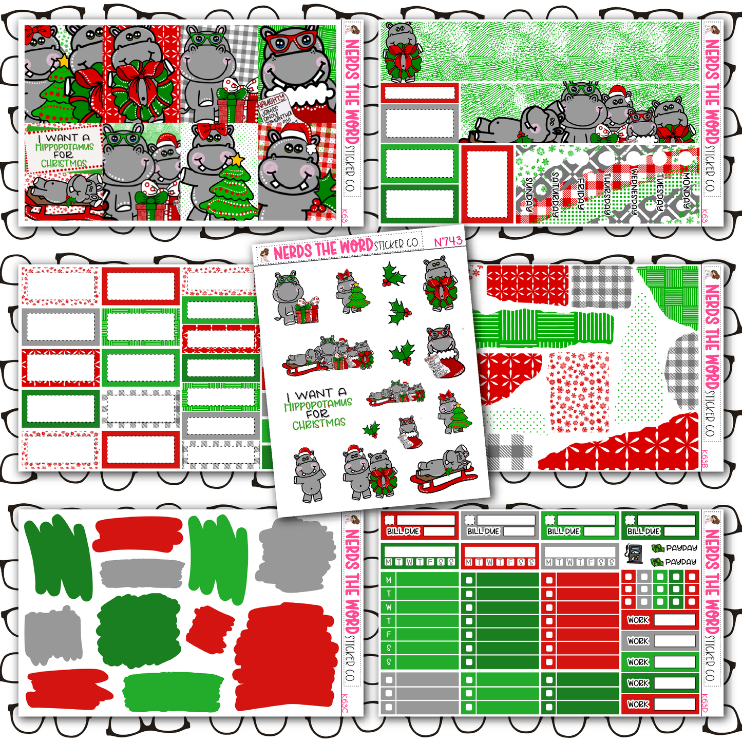 Hippo for Christmas Weekly Planner Kit