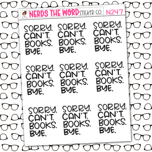 Can't Books, Bye Sticker Sheet